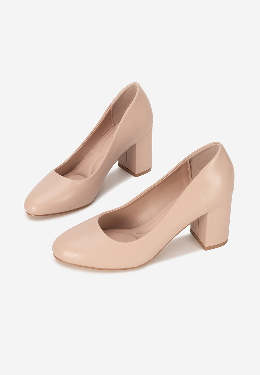 Pantofi cu toc gros Binney bej