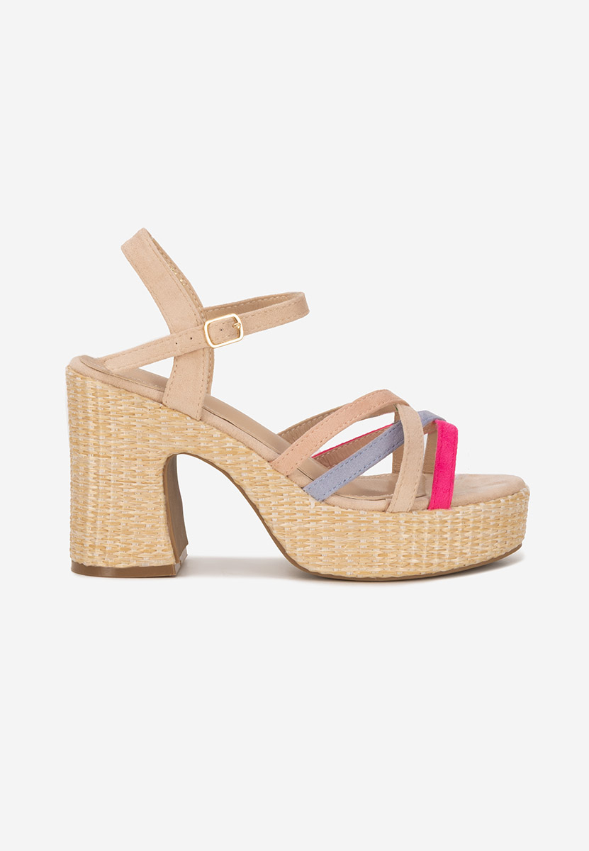 Sandale cu toc gros si platou Soka multicolore