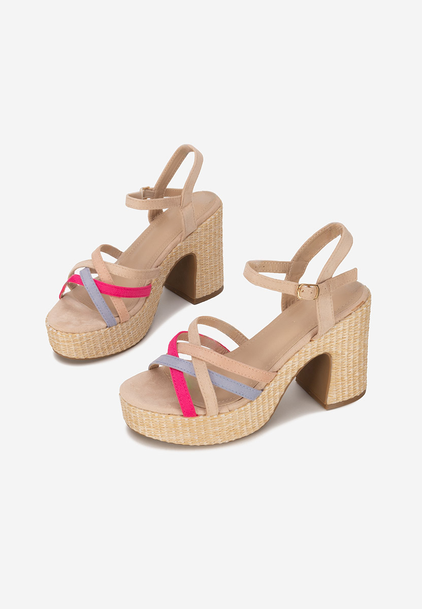Sandale cu toc gros si platou Soka multicolore