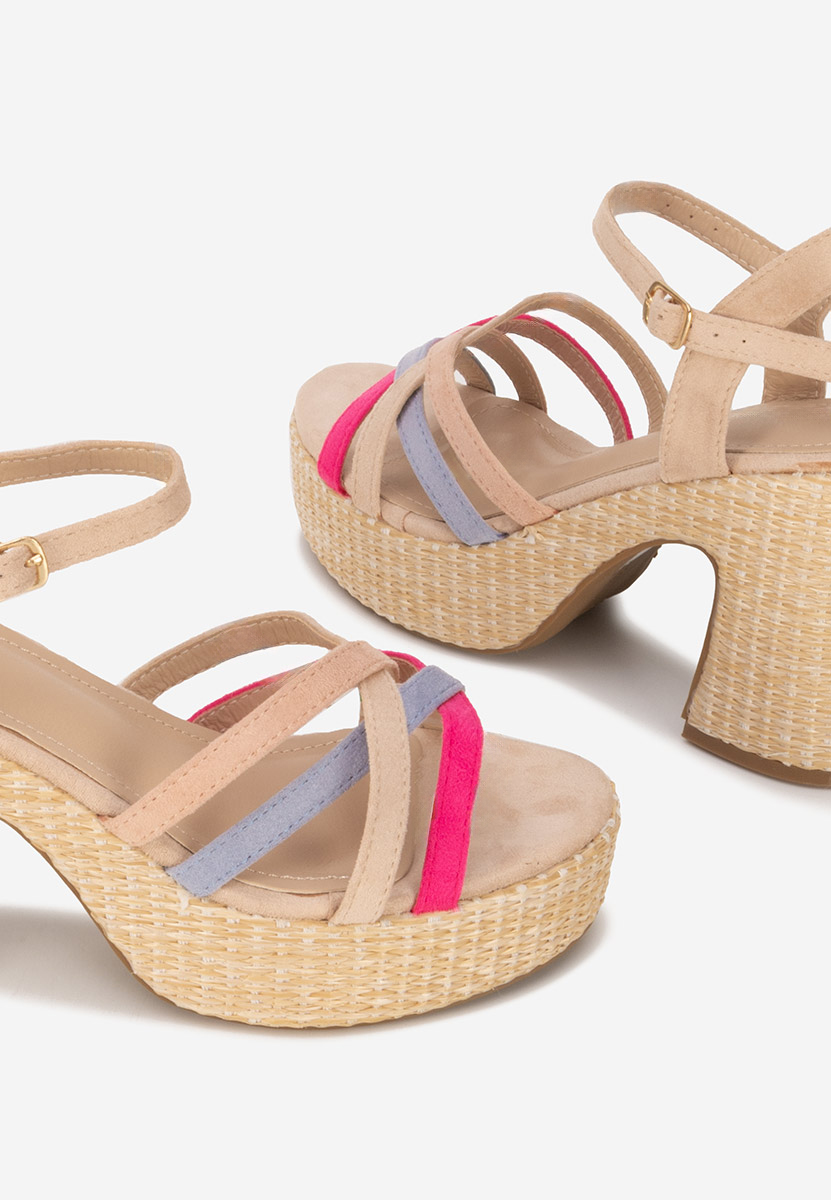 Sandale cu toc gros si platou Soka multicolore