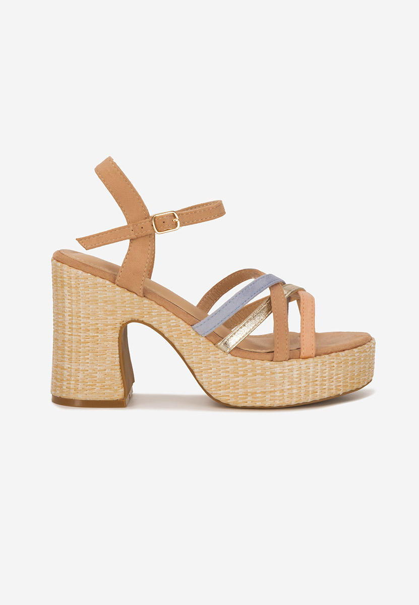 Sandale cu toc gros si platou Soka V2 multicolore