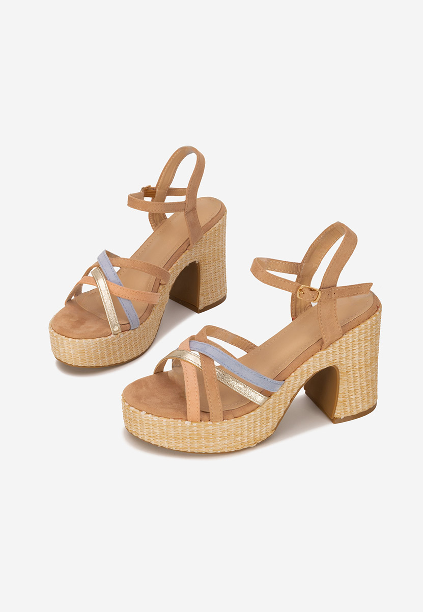 Sandale cu toc gros si platou Soka V2 multicolore