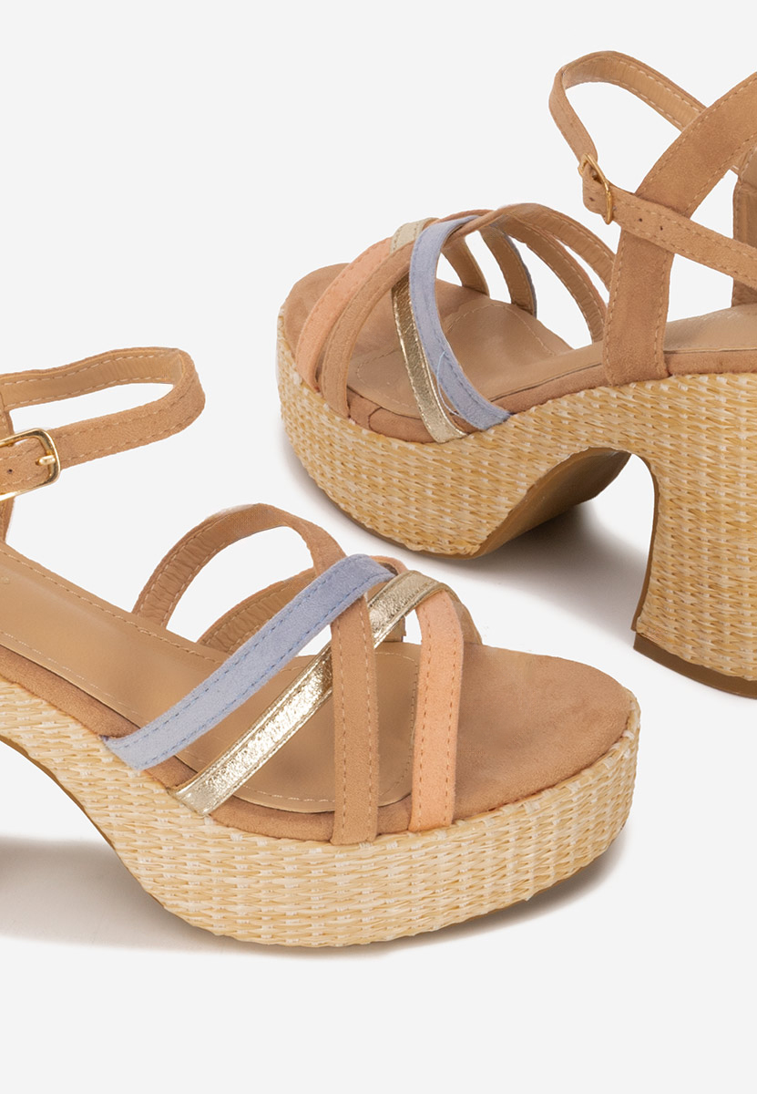 Sandale cu toc gros si platou Soka V2 multicolore