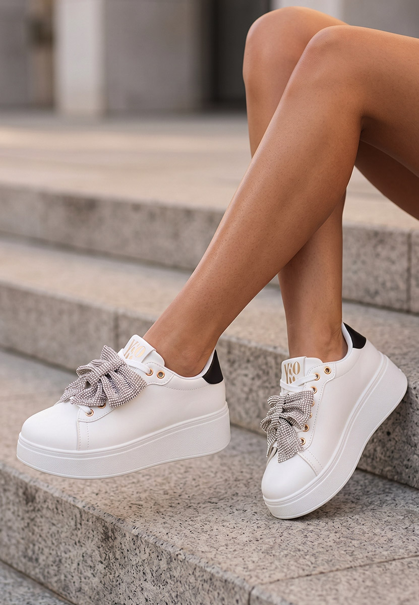 Sneakers cu platformă Hermila V3 albi