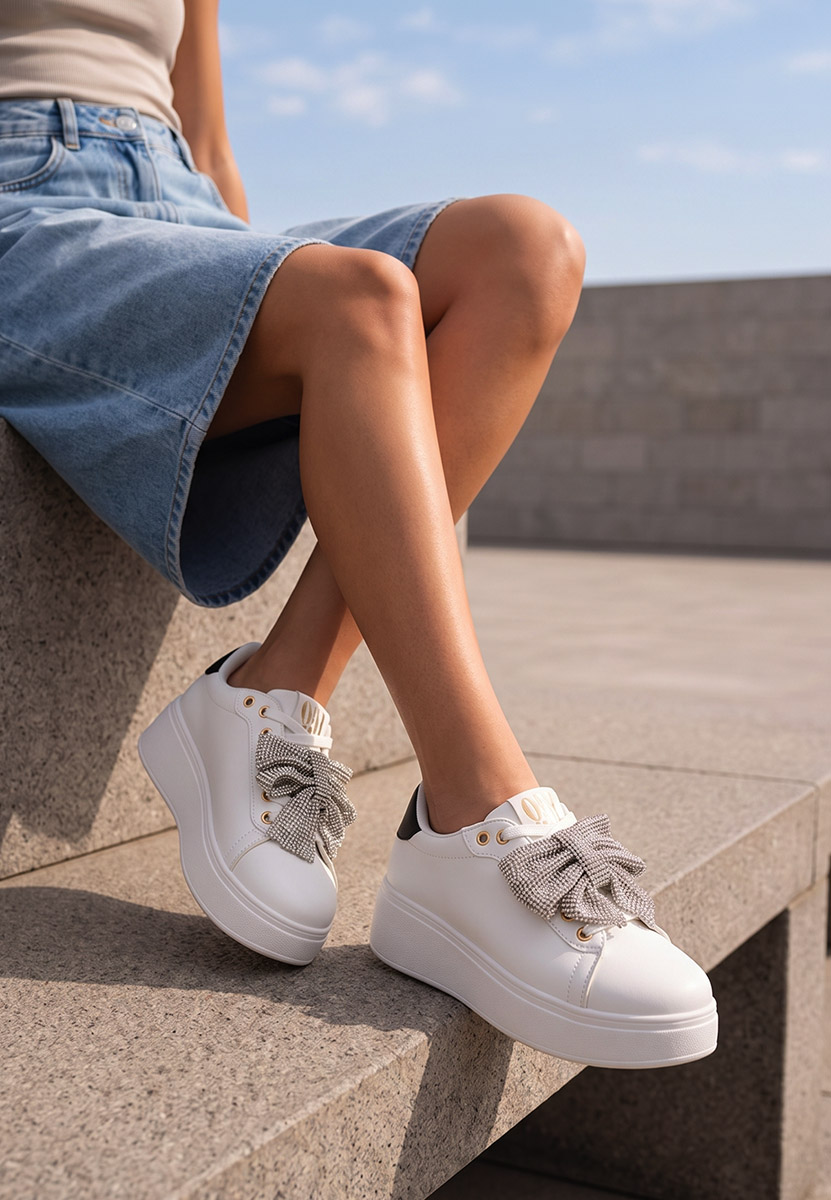 Sneakers cu platformă Hermila V3 albi