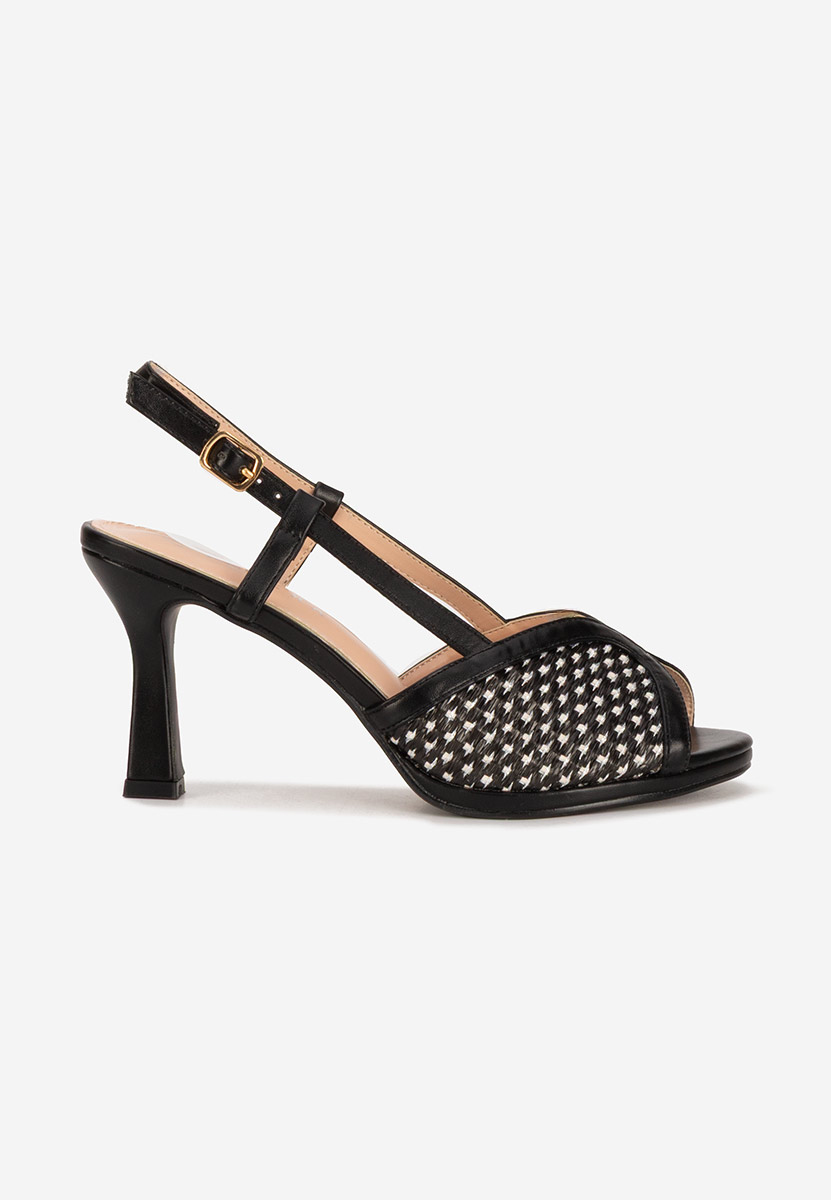 Sandale cu toc Wave negre
