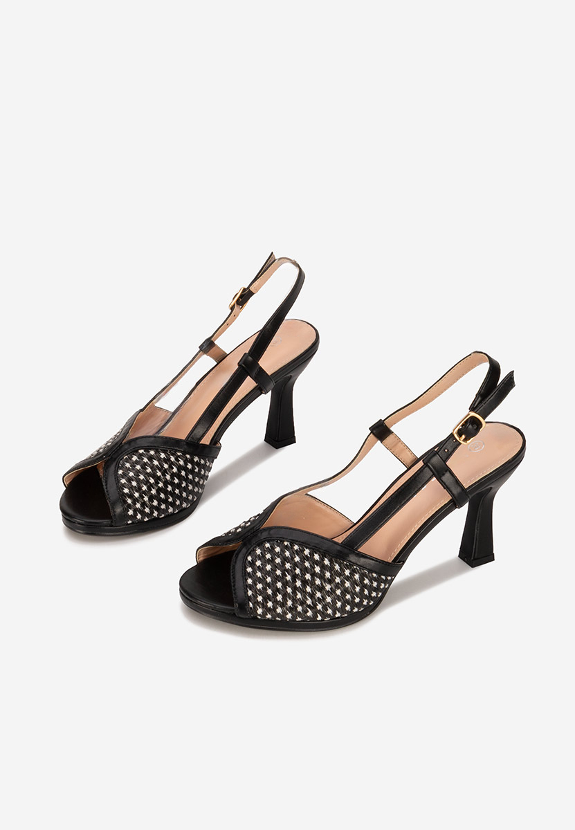 Sandale cu toc Wave negre