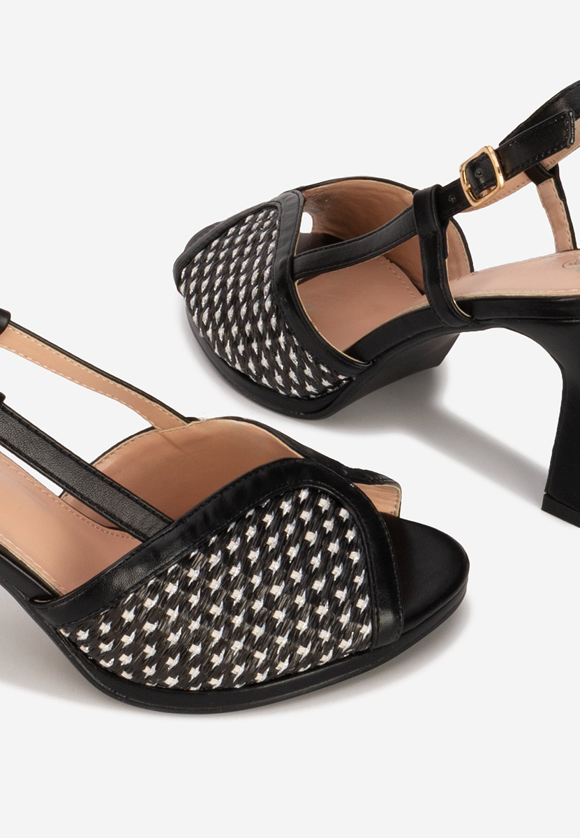Sandale cu toc Wave negre