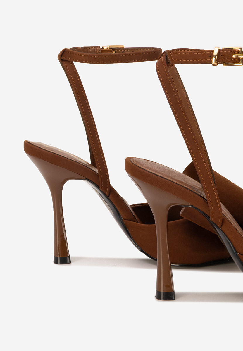 Sandale elegante cu toc Viviene maro