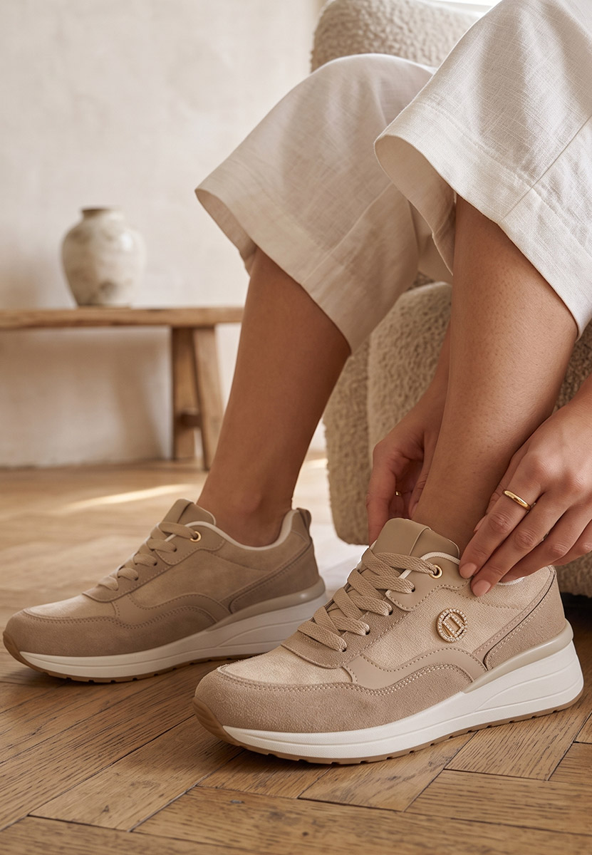 Sneakers cu platforma Sindya bej