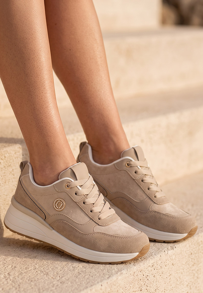 Sneakers cu platforma Sindya bej