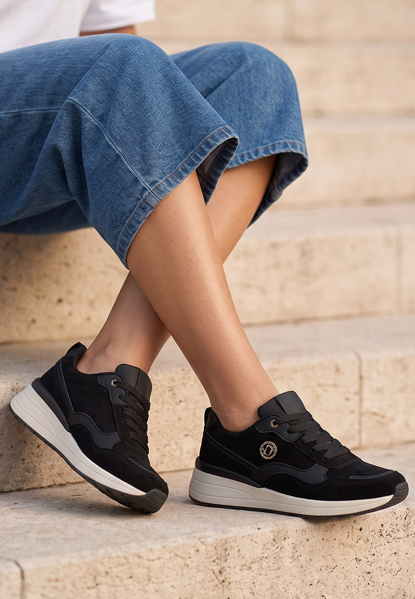 Sneakers cu platforma Sindya negri
