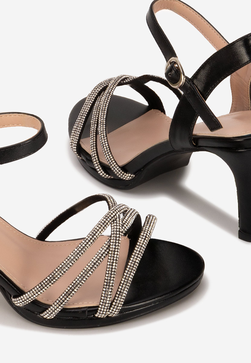 Sandale elegante cu toc Ancela negre