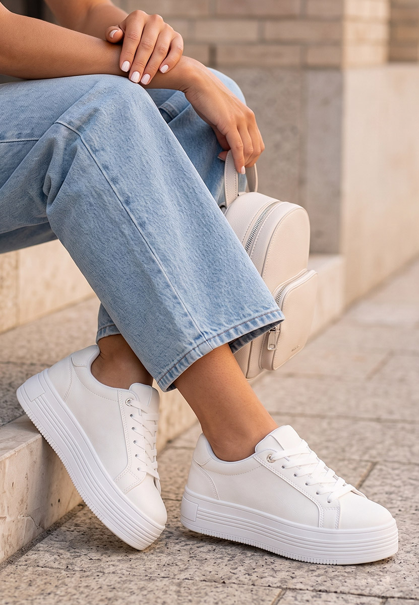 Sneakers cu platformă Sidoneya albi