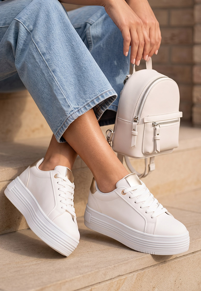 Sneakers cu platformă Sidoneya V3 albi