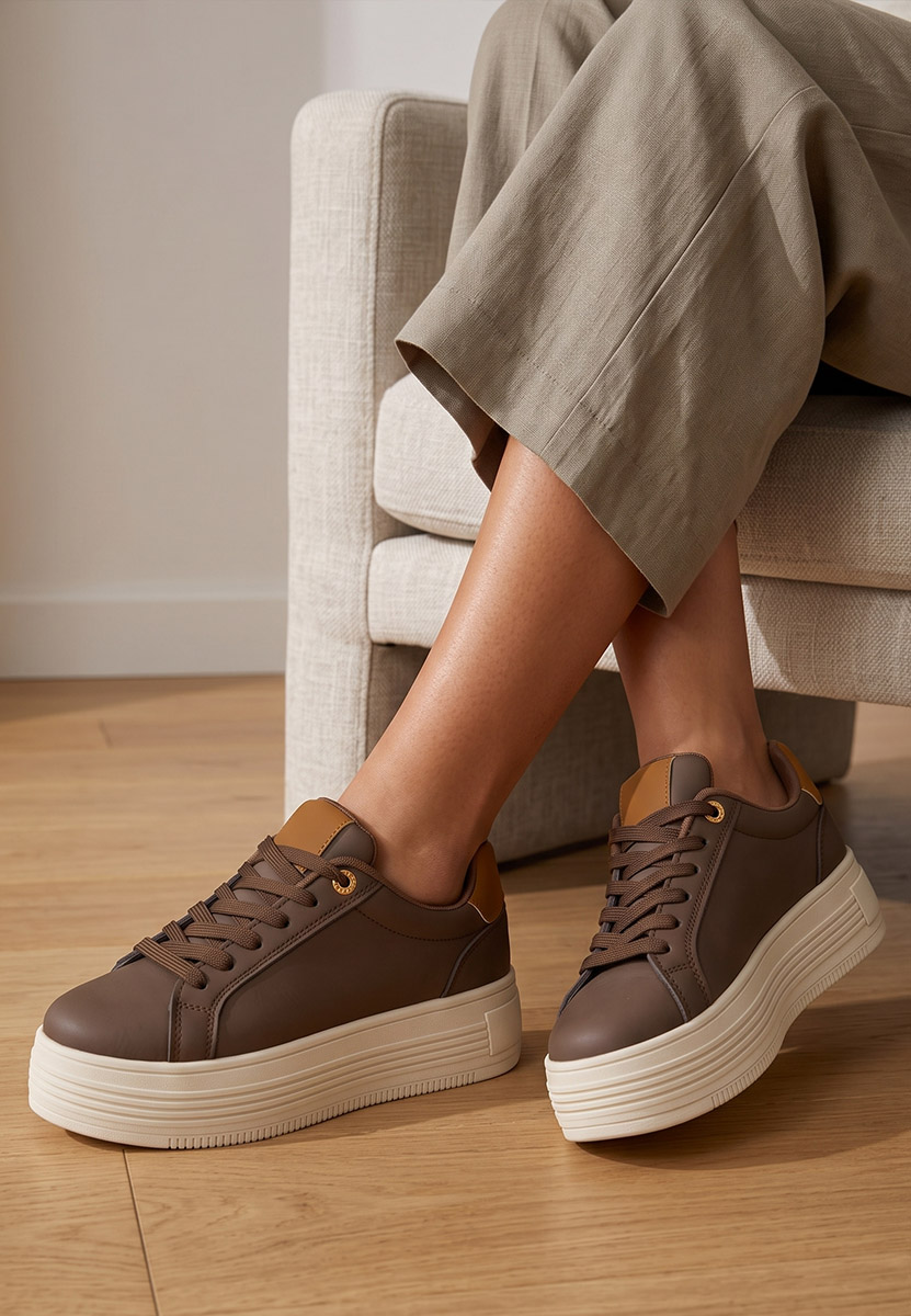 Sneakers cu platformă Sidoneya maro