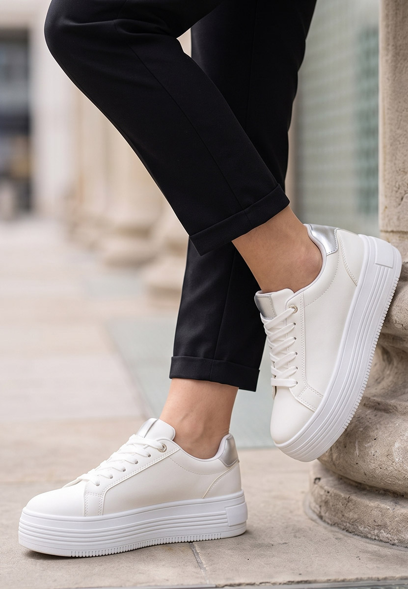 Sneakers cu platformă Sidoneya V2 albi