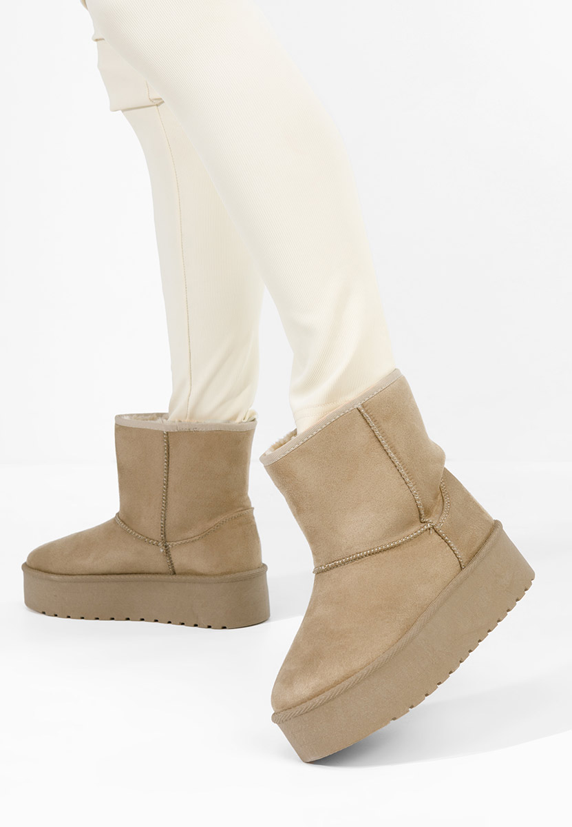 Cizme tip ugg Chrisia kaki