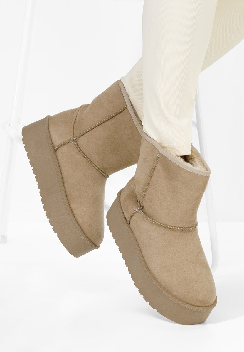 Cizme tip ugg Chrisia kaki