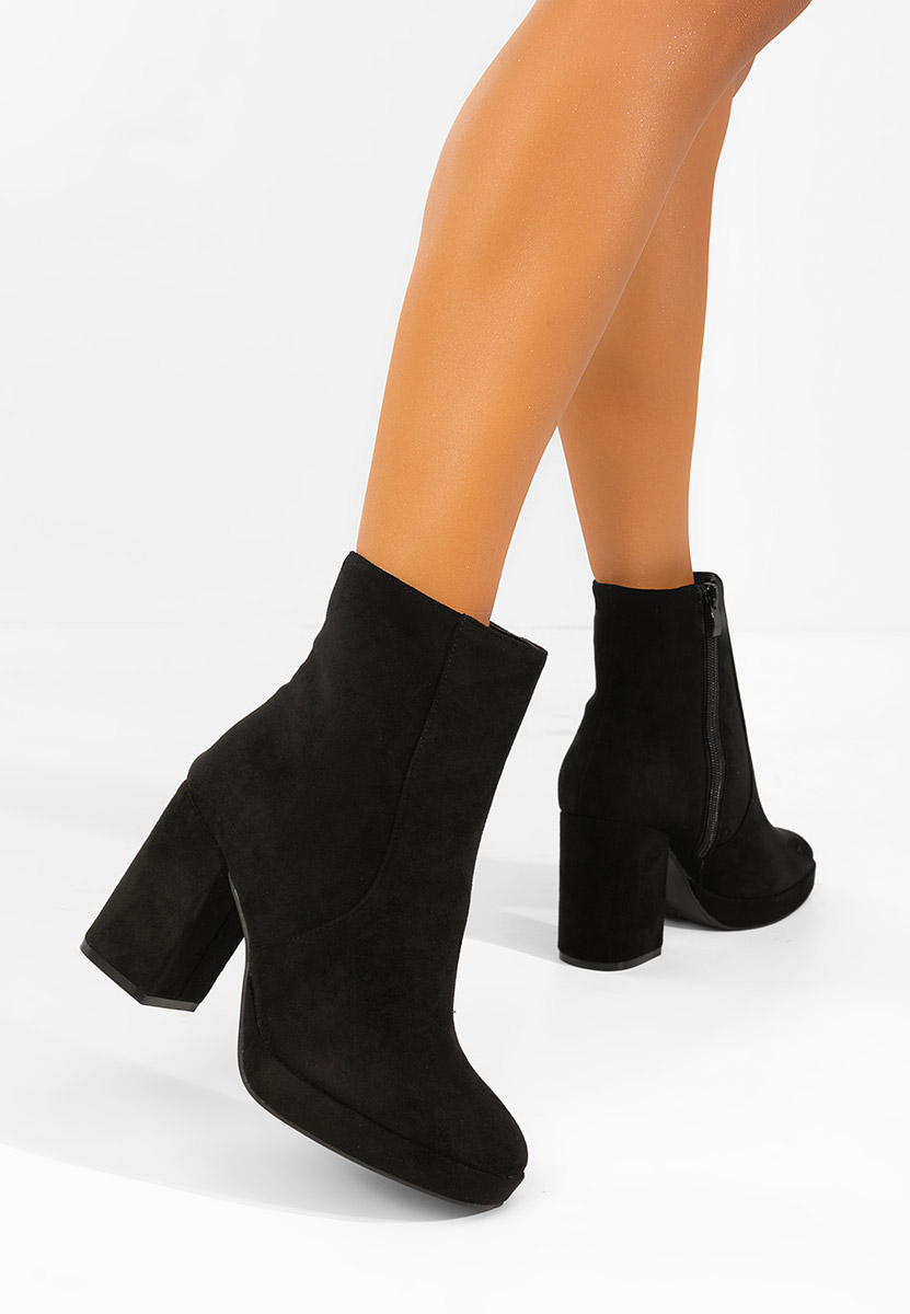 Botine cu toc gros Sylvana negre