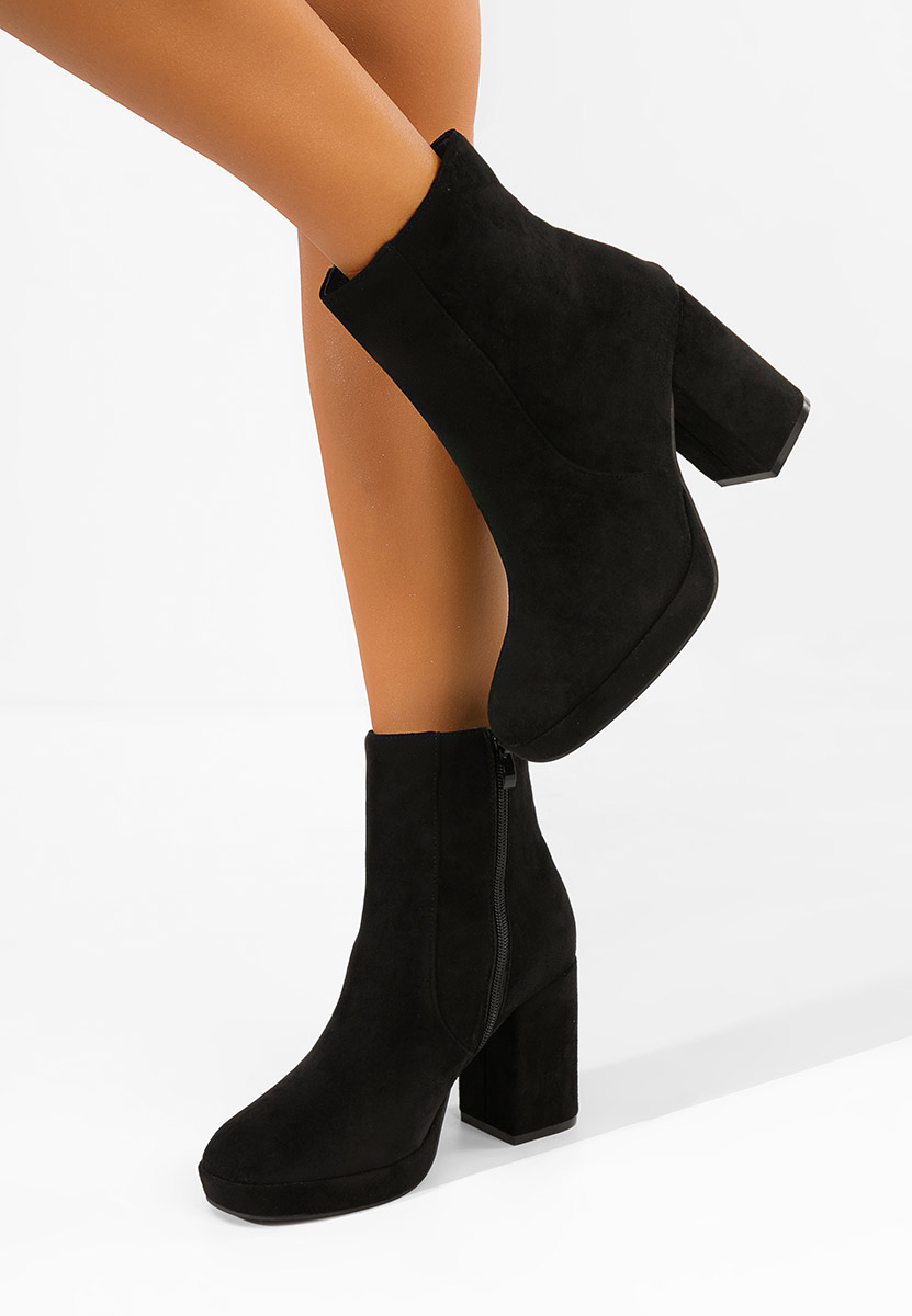 Botine cu toc gros Sylvana negre