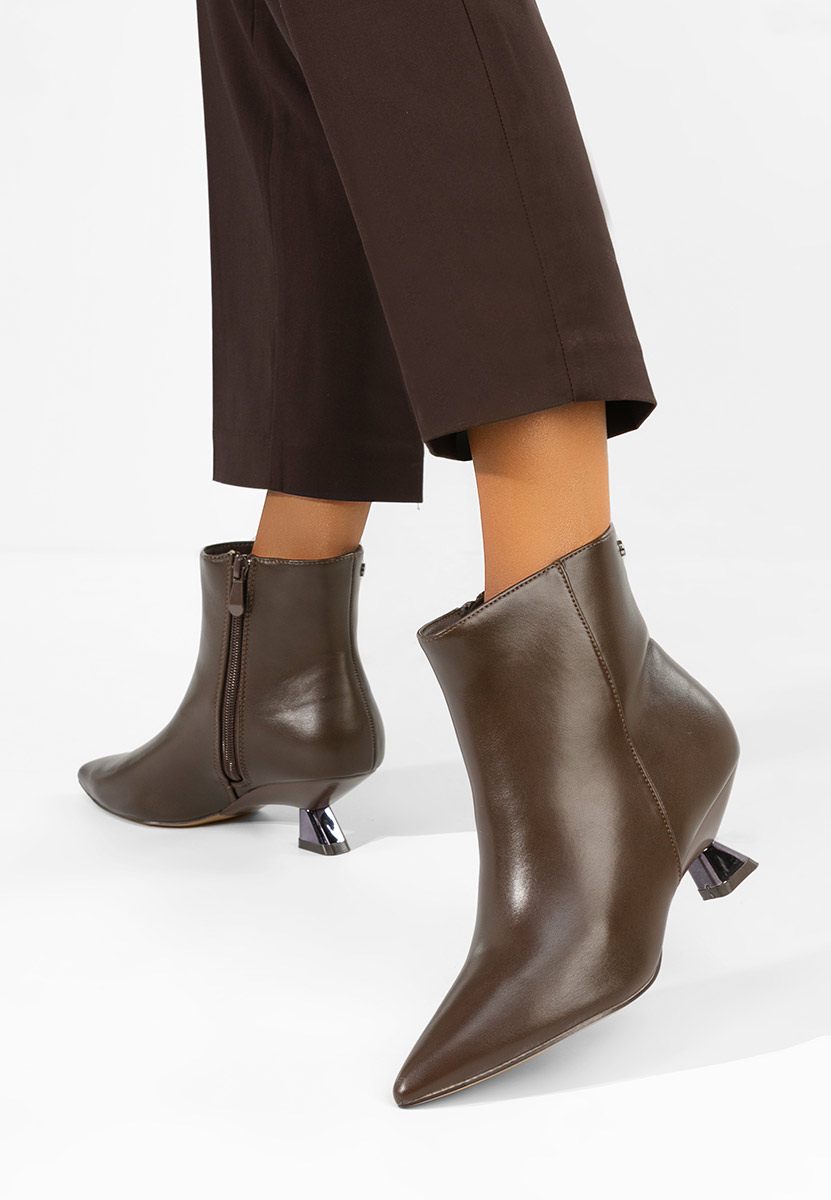 Botine dama cu toc Aleliana maro