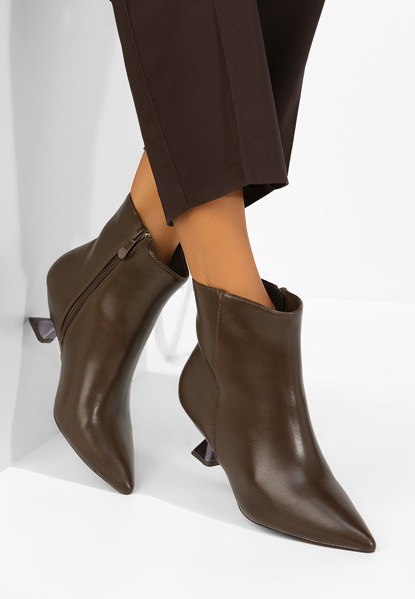 Botine dama cu toc Aleliana maro