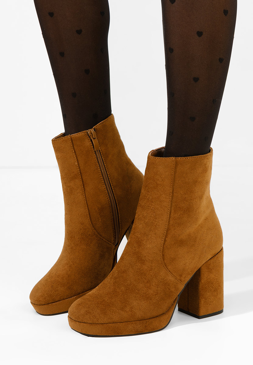 Botine cu toc gros Sylvana camel