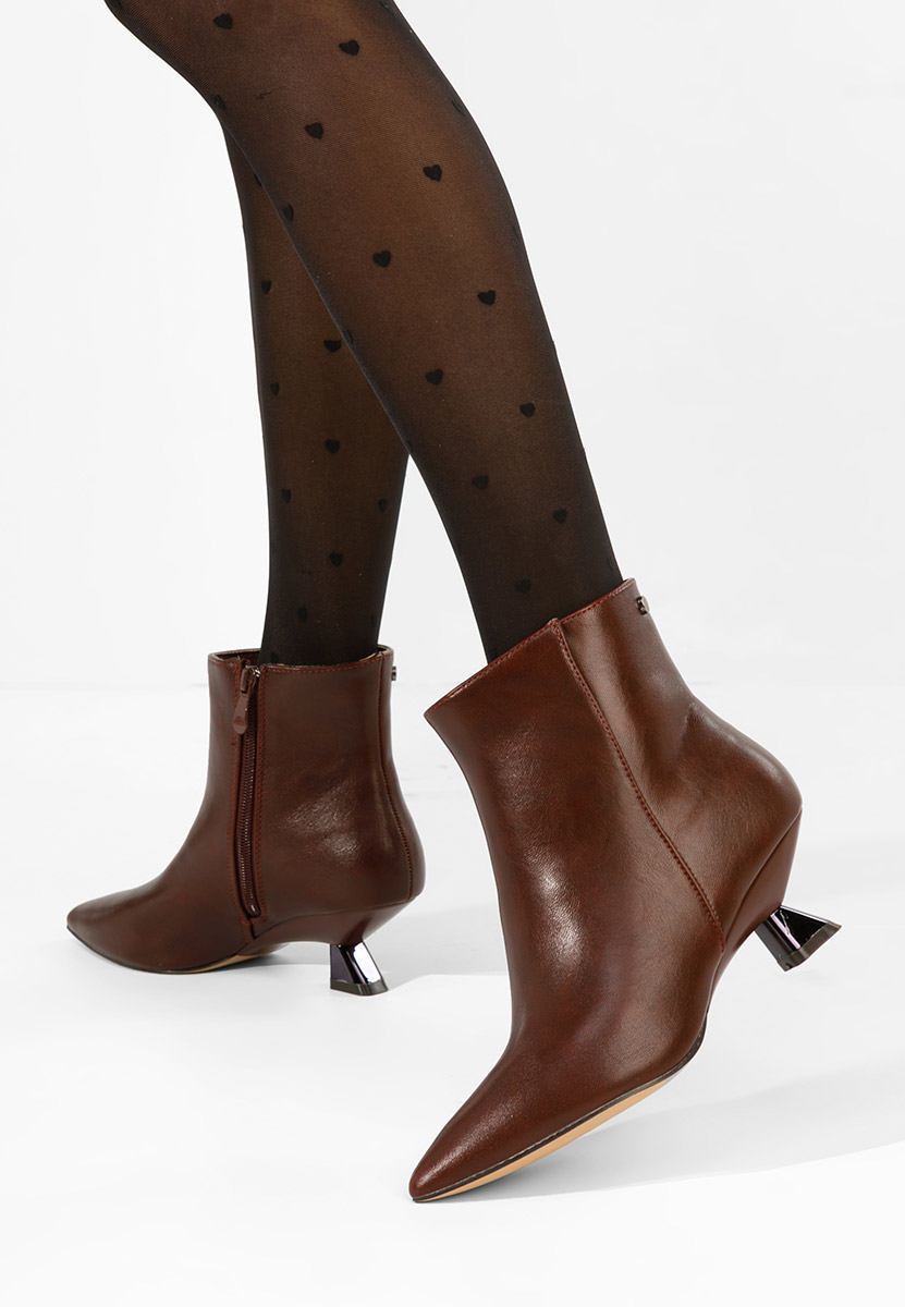 Botine dama cu toc Aleliana grena