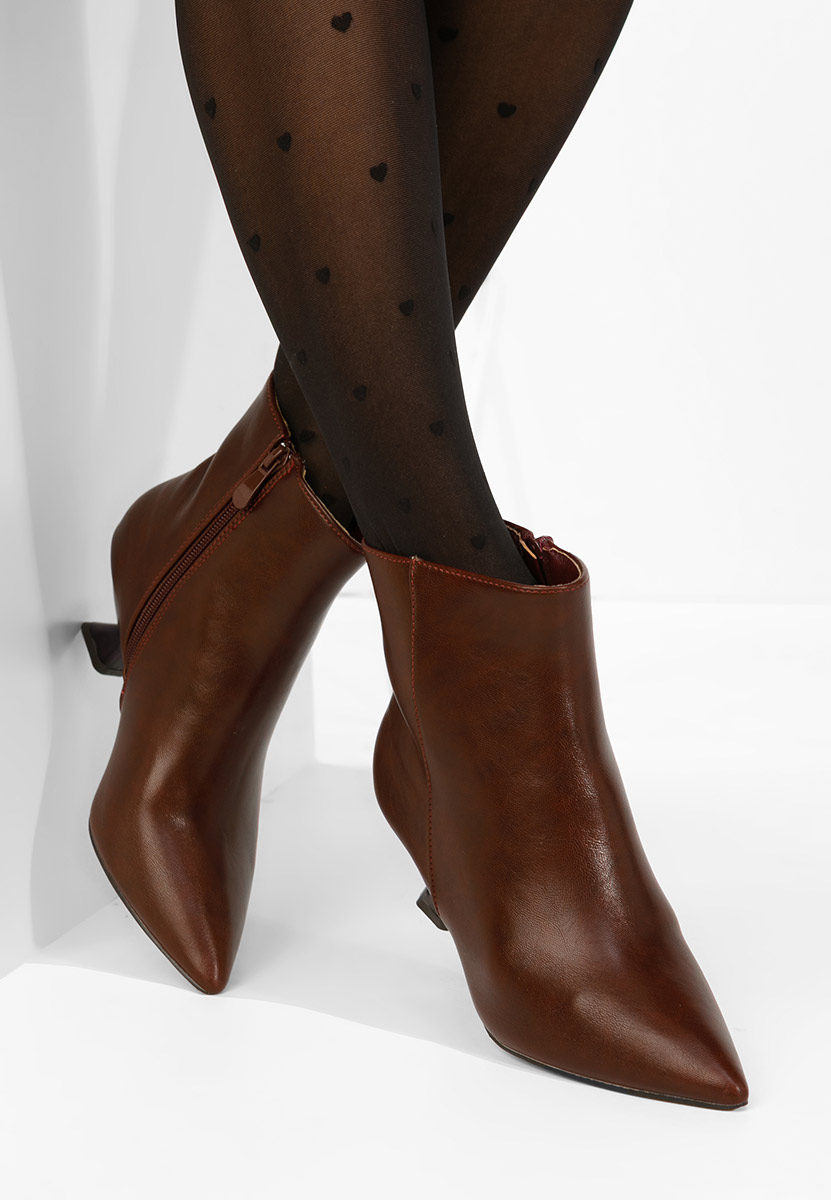 Botine dama cu toc Aleliana grena