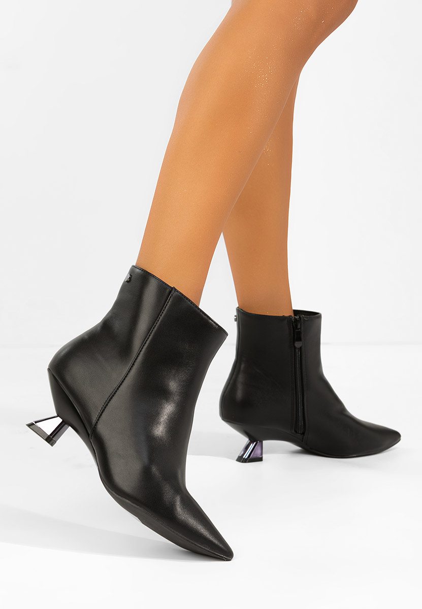 Botine dama cu toc Aleliana negre