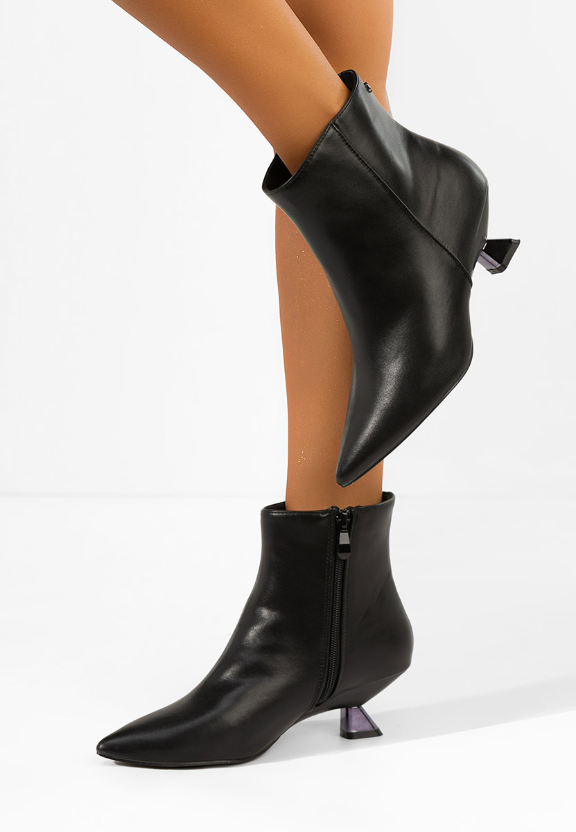 Botine dama cu toc Aleliana negre