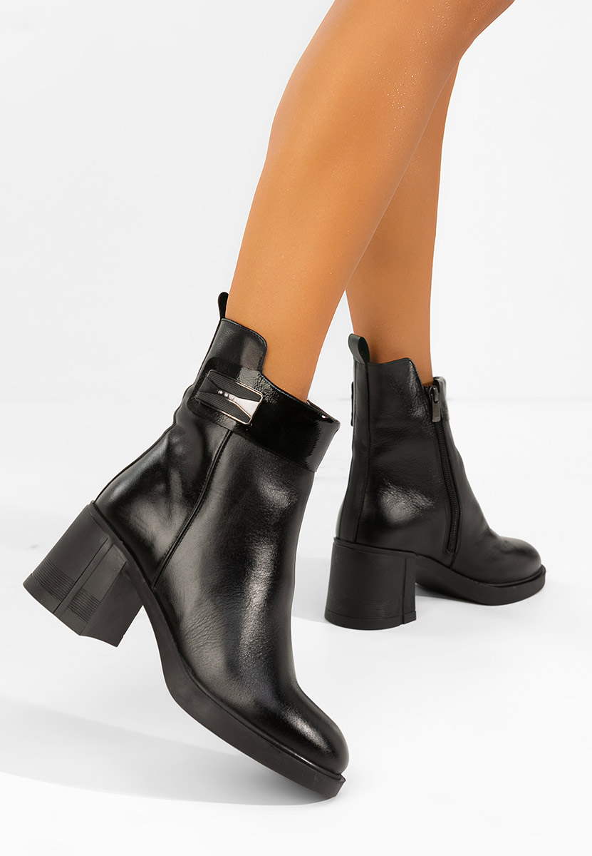 Botine cu toc gros Jonelle V2 negre