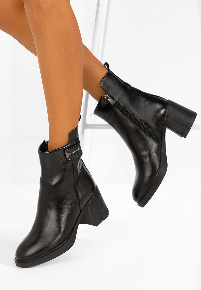 Botine cu toc gros Jonelle V2 negre