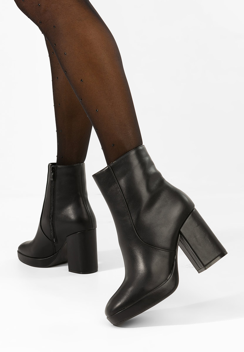 Botine cu toc gros Sylvana V2 negre