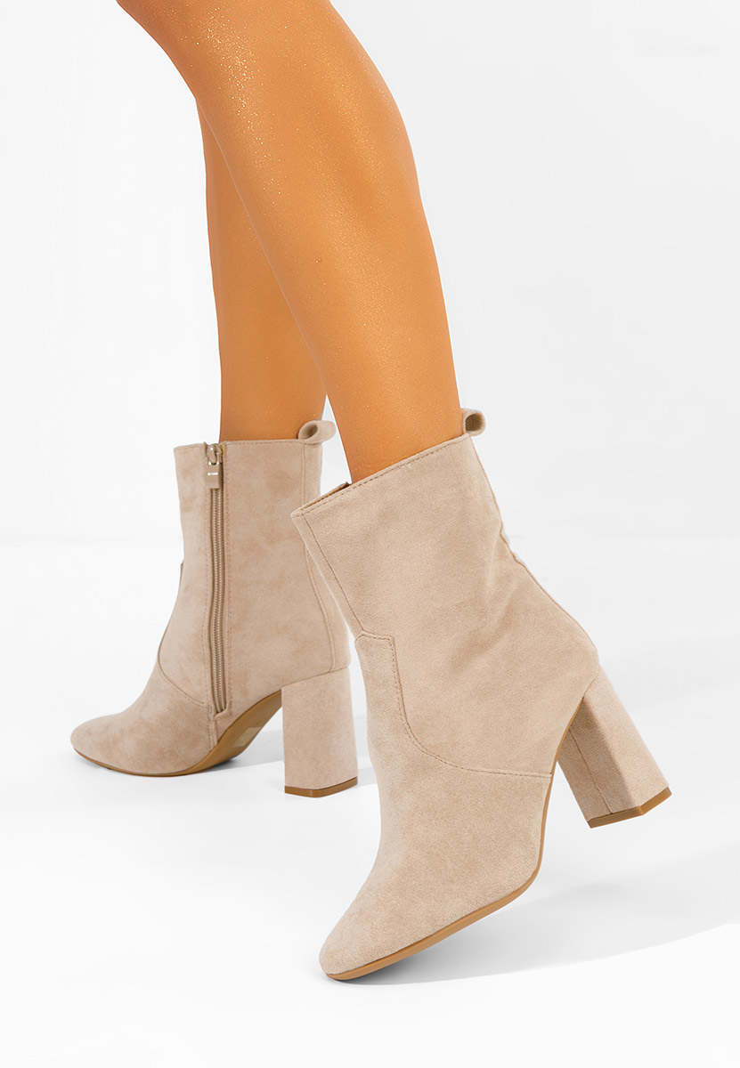 Botine cu toc gros Izarra bej