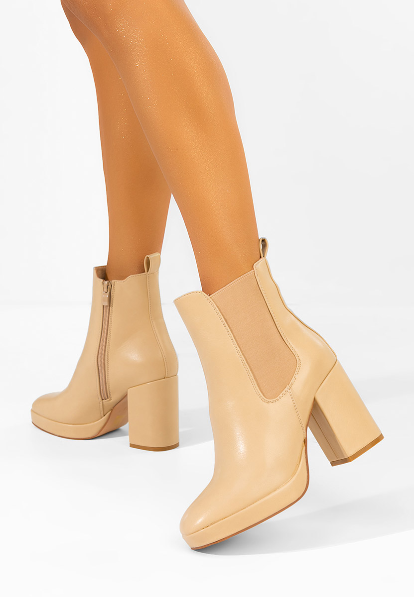 Botine chelsea dama Acselia bej