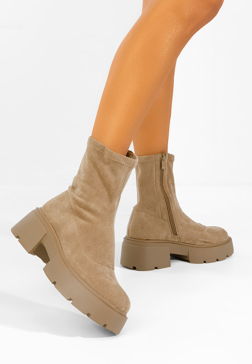 Cizme scurte dama Serafia kaki