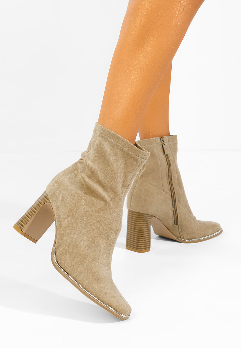 Botine cu toc gros Namelia kaki