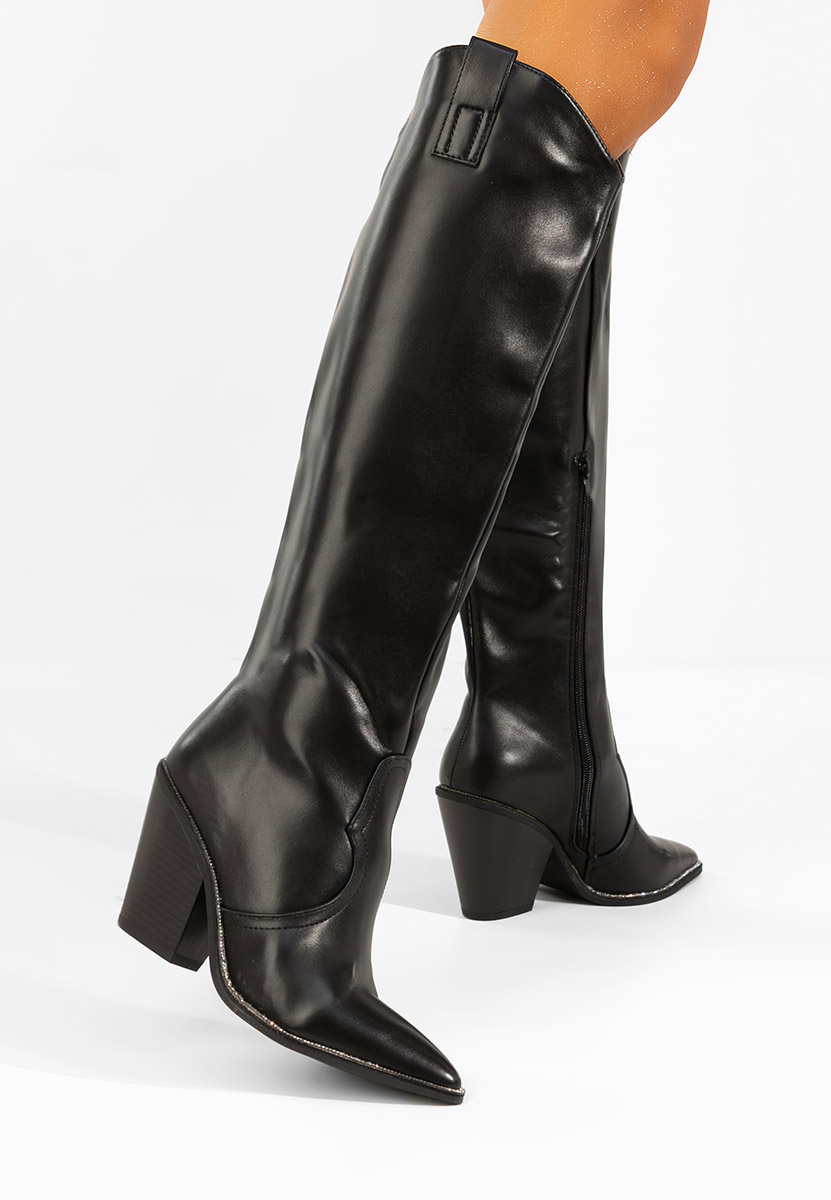 Cizme cu toc gros Dorotea V2 negre