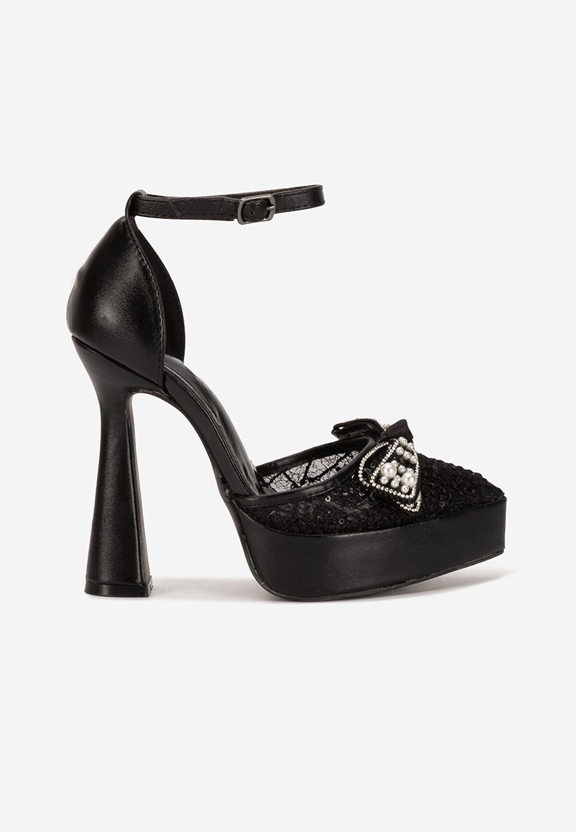 Pantofi cu toc gros eleganti Adaia negri