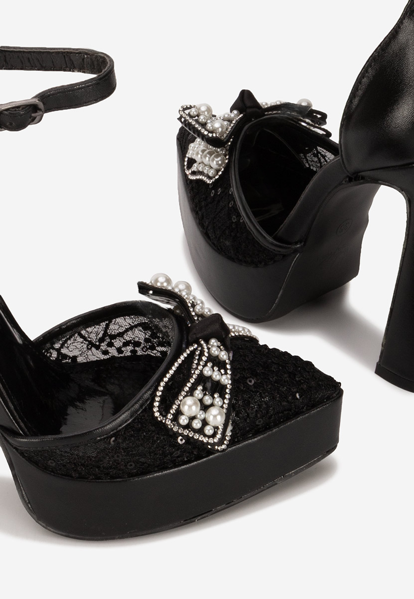 Pantofi cu toc gros eleganti Adaia negri