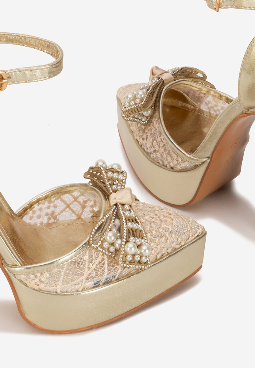 Pantofi cu toc gros eleganti Adaia aurii
