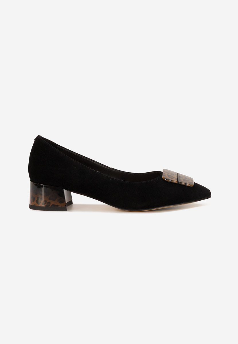 Pantofi cu toc gros piele Gingia V2 negri