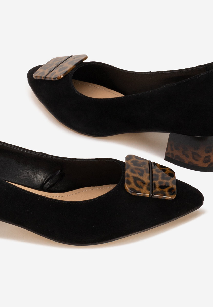 Pantofi cu toc gros piele Gingia V2 negri