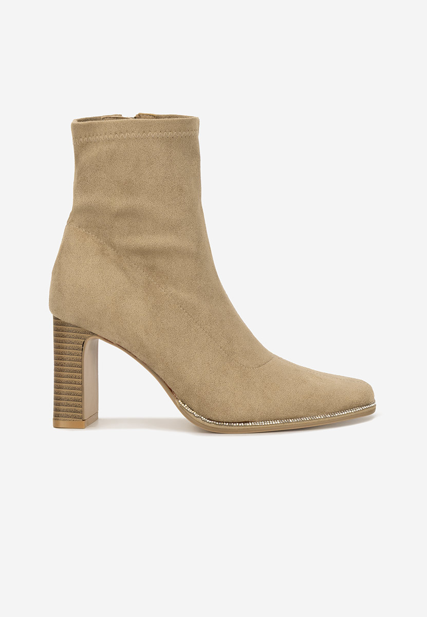 Botine cu toc gros Namelia kaki