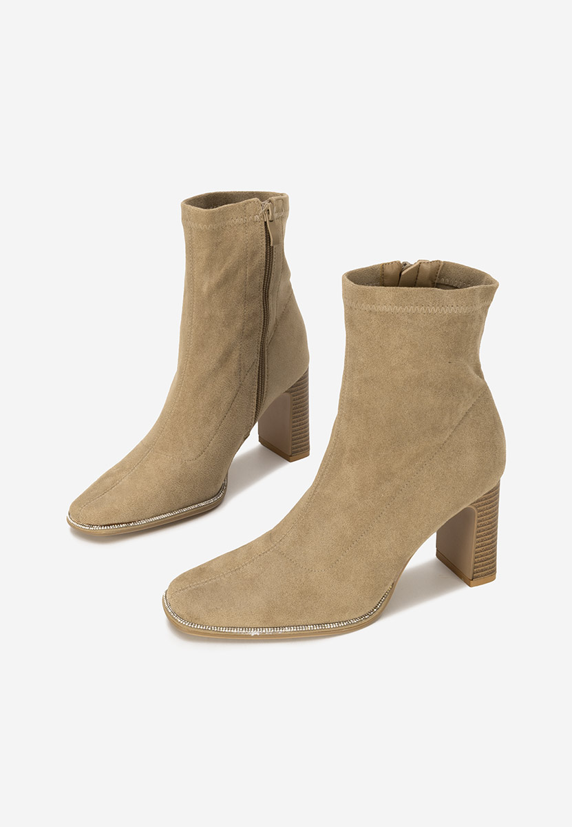 Botine cu toc gros Namelia kaki