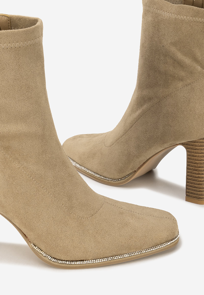 Botine cu toc gros Namelia kaki