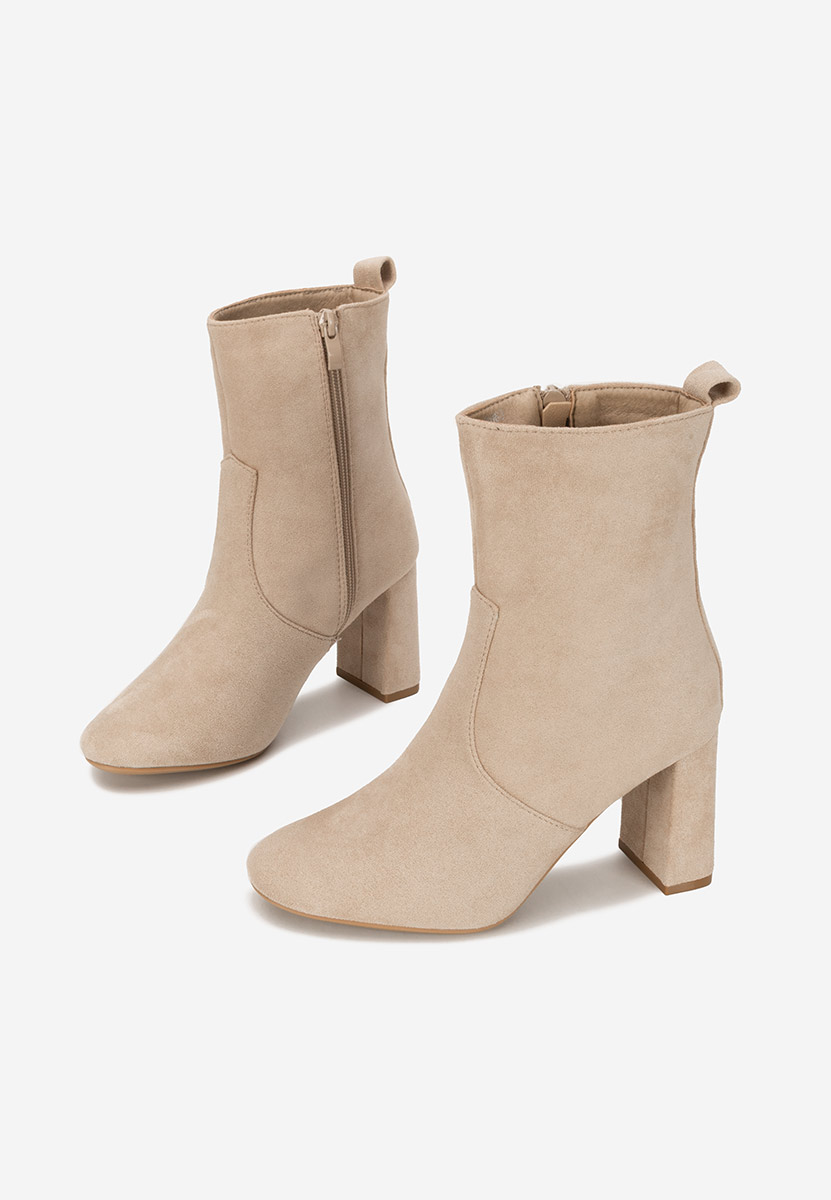 Botine cu toc gros Izarra bej