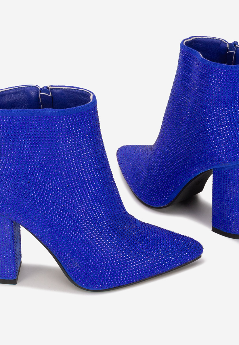 Botine cu toc gros Glira albastre